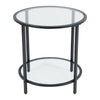 2 Tier Round Glass Coffee Table Living Room Sofa Side Table Steel Leg Furniture