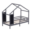 Kid House Bed Frame Single Bed Solid Wood House Shape Toddler Child Floor Frame