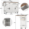 Rolling Kitchen Island Storage Trolley with 2 Drawers & Cupboard Dining White