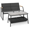 Outdoor Loveseat and Coffee Table Set-Black
