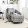 Left Armrest Chenille Chaise Lounge Indoor Lounge Sofa w/Hidden Storage &Pillow