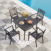 5Pcs Metal Patio Outdoor Dining Table Dining Set Patio Table Sets Umbrella Hole