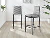 2x Milan Diamond Pattern Faux Leather Grey Bar Stools With Black Legs Set of 2