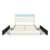 Upholstered Bed Frame 4ft6 Double Bed LED Lights with Storage Drawers, Headboard