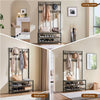 Industrial Large Coat Rack Stand with 24 Hooks and Shoe Bench for Entryway