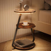 3 Tier Side Table Small Round Coffee Table with 3 Colour LED Lights Rustic Brown