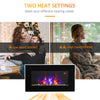 1000W/2000W Electric Wall Fireplace LED Flame Effect Timer Remote Heater