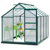 Polycarbonate Walk-In Garden Greenhouse Aluminum Frame w/ Slide Door 6 x 8ft