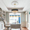 Modern Crystal Chandeliers Round Black Gold Pendant Lights for Dining Room