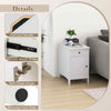 Bedroom Side Table Storage Cabinet Nightstand w/USB Ports & Outlets-White