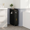 Small Bathroom Storage Cabinet with Toilet Brush Holder-Black