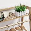 Bamboo Clothes Rail Garment Rack Hanging Stand Coat Wardrobe Storage Shelf UK