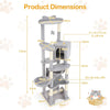 Pet Furniture Kitty Activity Center Multi-level Cat Tree w/ Basket Bed-Grey