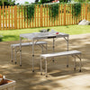Compact Folding Picnic Table Bench Chair Set Aluminum Alloy 4 Seater Dining Unit