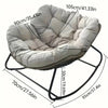 Garden Outdoor Rocking Chair Large Metal Frame Thick Padding Beige