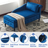 Upholstered Lounge Sofa with Armrest Chaise Sofa with Storage and Pillow Blue