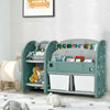 Kids Toy Storage Organizer 2-Tier Bookshelf Bookcase Display Rack W/Plastic Bins