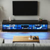 High Gloss 180cm Black LED TV Stand Cabinet Unit Stroage Glass Shelves Sideboard