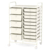 15 Drawers Storage Trolley Mobile Rolling Utility Cart-White