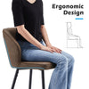 2 Pcs Brown PU Bar Stools Restaurant Bar Stools Soft Padded Seat Back Metal Legs