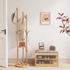 Shoe Bench Cabinet 2-Tier Flip-door Shoe Storage Rack with Seat Cushion Bamboo