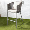 Alfresia Outdoor Aluminium High Bar Table with Two Modern Grey Bar Stools