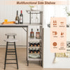 3PCS Bar Table&Chair Set Industrial Pub Table Counter Height Dining Table Grey