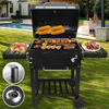 Charcoal BBQ Grill Warming Rack Shelves Temperature Gauge Backyard Barbecue Unit