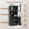 Narrow Storage Organizer Bathroom Cabinet w/Adjustable Shelves-Black