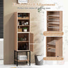 Sturdy Metal Support Slim Cupboard Tall Kitchen Storage Cabinet-Natural