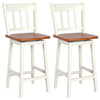 2X Swivel Dining Bar Stool Rubber Wood Counter Height Stools w/Backrest Footrest