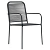 2x Garden Chairs Cotton Rope and Steel Black Outdoor Seating Furniture