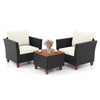 3 Pcs Garden PE Rattan Wicker Chair Conversation Set Patio Storage Table Chairs