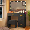 Vanity Dressing Table with Stool LED Mirror Drawer Bedroom Makeup Desk Chair Set
