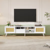 TV Stand Cabinet Entertainment Unit with Drawer and Rattan Doors for 80 inch TV