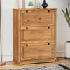 Corona Shoe Chest 3 Shelf Cupboard Antique Wax Solid Pine