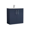 800mm Blue Floor Standing 2 Door Vanity & Curved Basin Chrome