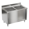 Stainless Steel Commercial Catering Table Work Bench Kitchen Double Sink Cabinet