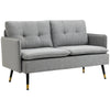 2-Seater Fabric Sofa Button Tufted Loveseat Couch Cushions for Living Room Grey