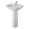 Bathroom 545mm Wash Basin & Full Pedestal 1 Tap Hole White Ceramic Modern Sink