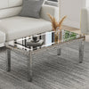 Glam Silver Coffee Tables Dazzling Crushed Crystal Border Mirrored Center Table