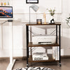 Coffee Cart Shelf Organizer Kitchen Rolling Cart-Dark Brown