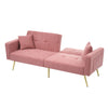 Fabric Sofa Bed Love Seat Sofa Settee Couch with Gold Metal Legs & Cushions Pink