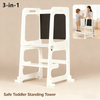 3-in-1 Wooden Kids Step Stool Toddler White Learning Tower Kitchen Helper