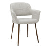 Grey Linen Dining Chairs 2PC/Set Kitchen Leisure Seat w/Wooden Legs Accent Chair