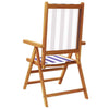 Reclining Garden Chairs 4 pcs Blue and White Fabric and Solid Wood H6O4