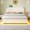 Ottoman Storage Bed 5ft King Size Upholstered Bed Frame Headboard, LED & USB