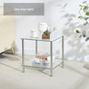 2 Tiers Square Clear Tempered Glass Side End Table with Storage Shelf Livingroom