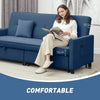 3-Seater Sofa Bed Convertible Velvet-Feel Upholstery Adjustable Backrest Blue