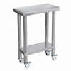 Stainless Steel Kitchen Work Bench Catering Table Worktable W/Undershelf, Wheels